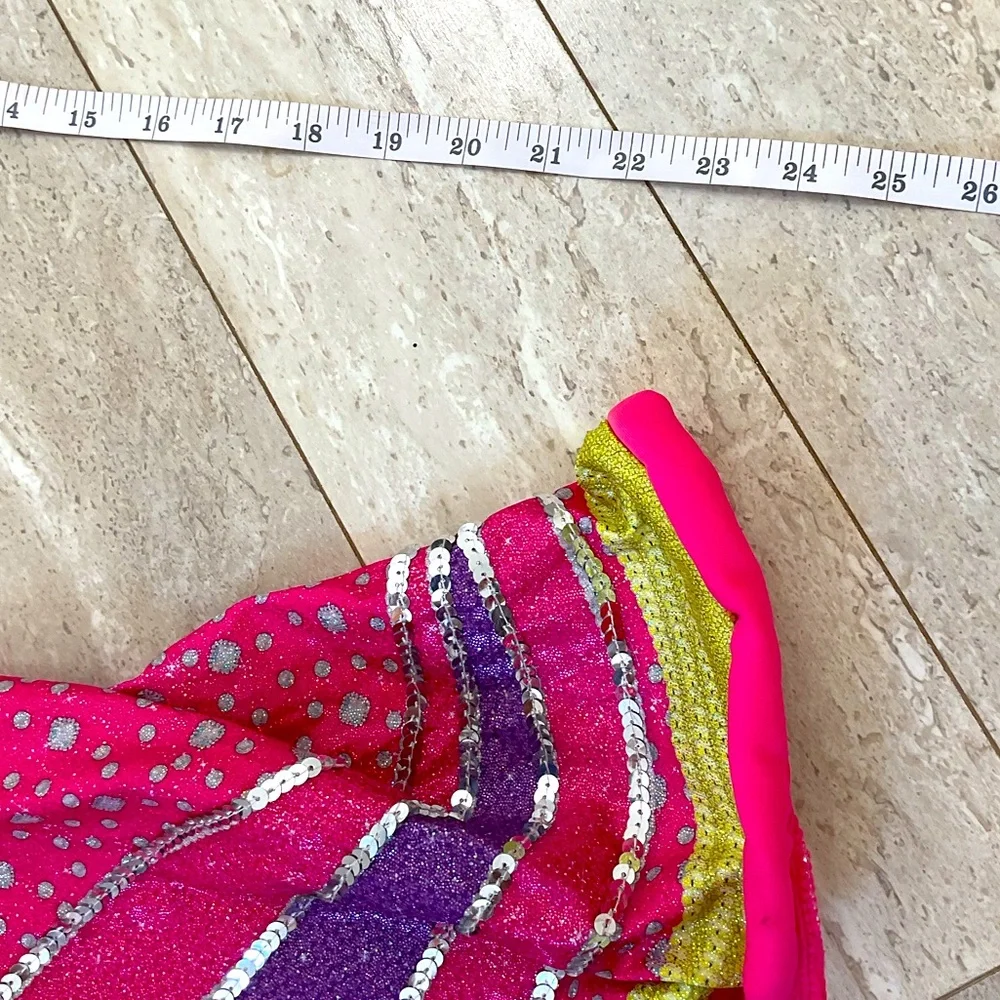 Disney Pink Multicolor Sequin Twirl Dress with Hot Pink Leggings